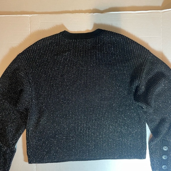 Rag & Bone Jubilee Metallic Black Crew Neck Sweater Size Large/X Large - Picture 7 of 13
